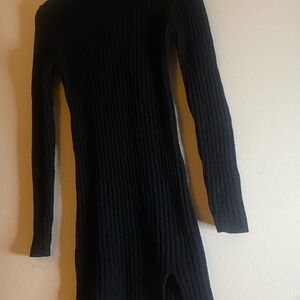 Wilfred Black Long Sleeve Ribbed Dress
